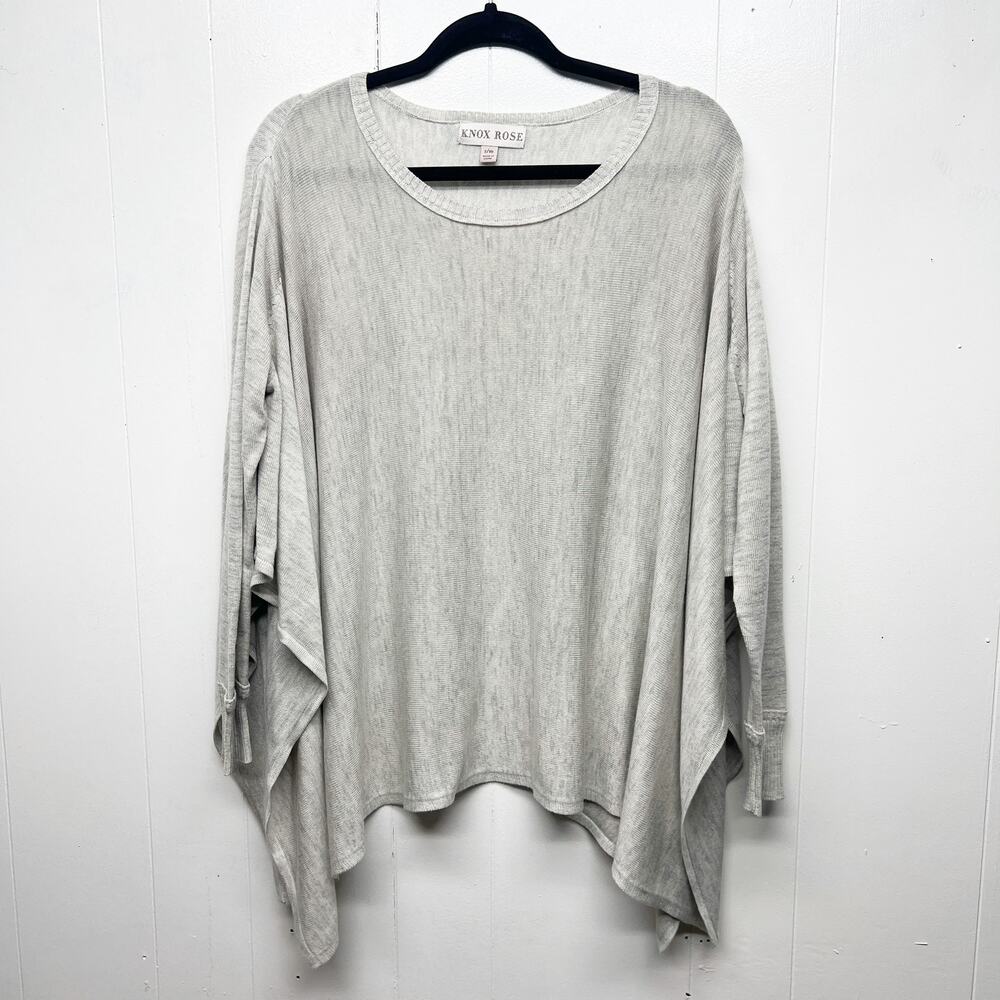 Knox Rose Light Gray Poncho Sweater